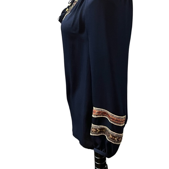 Chico's Blue Embellished Flutter Sleeve Blouse - Picture 3 of 6